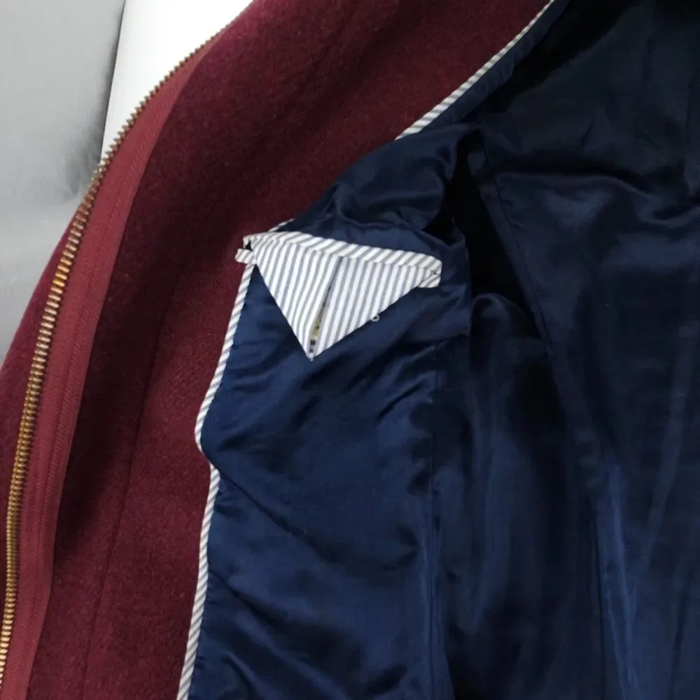 J CREW Wool Cocoon Coat Italian Stadium-cloth Burgundy Old Money Quiet Luxury 2P - Picture 7 of 9